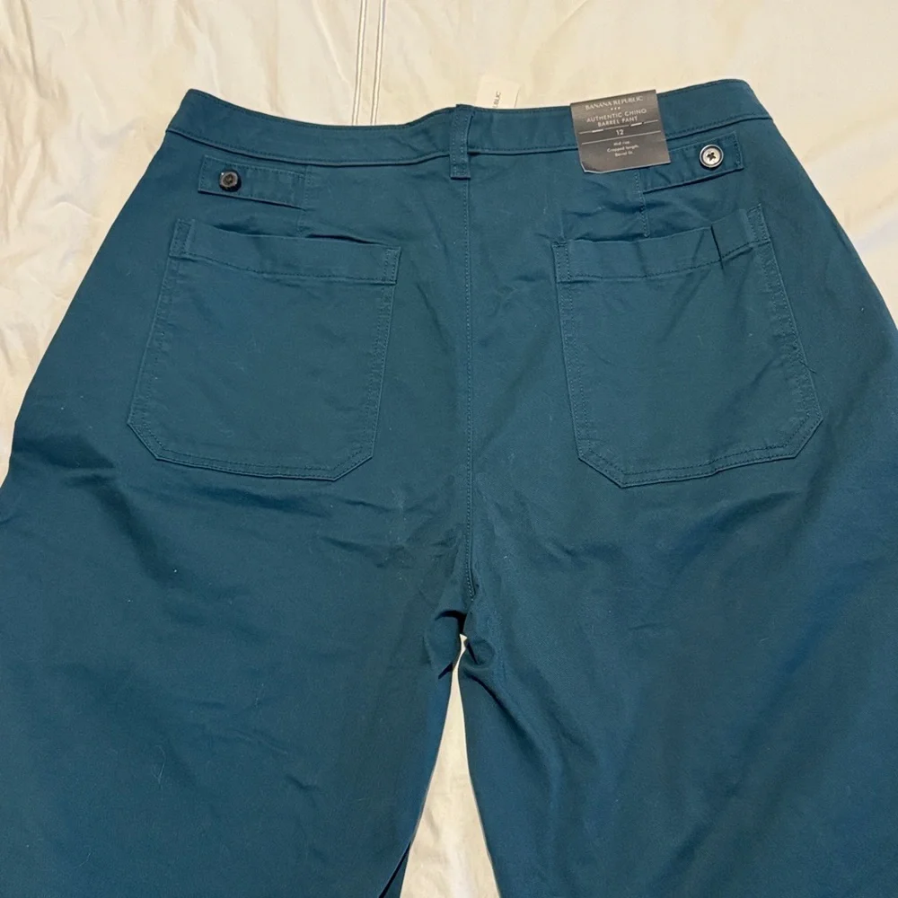 Banana Republic Factory Authentic Chino Barrel Pants in teal NWT size 12 - Picture 1 of 5